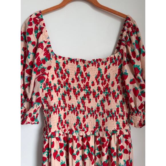Betsy Johnson Dress Strawberry Fields Tiered Summer Maxi Puff Sleeve - Picture 5 of 10